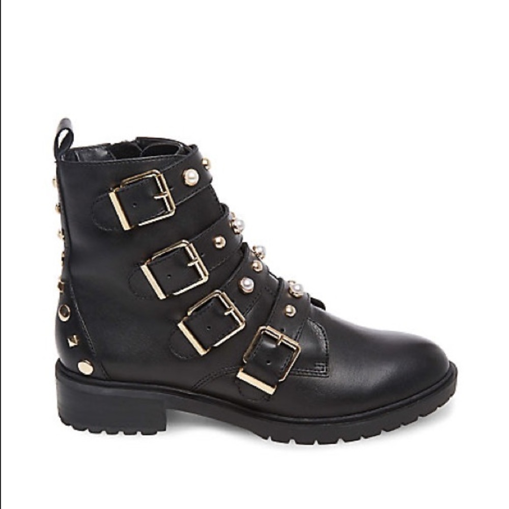 Steve Madden Wilmer Leather Combat Boots, Black, Size 8